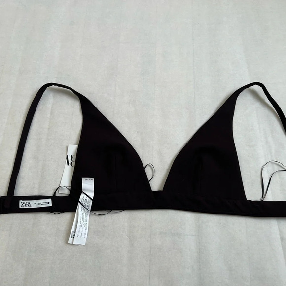 NWT Zara Crop Bra NWT Dark Brown Crop Top Bralette Size Large New - Picture 4 of 6